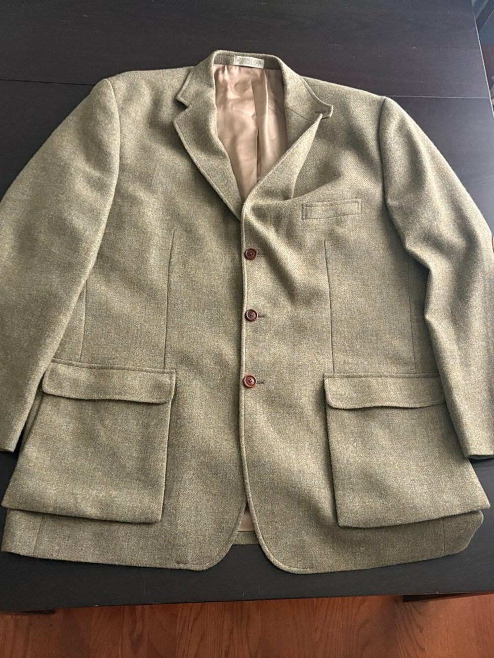 Vintage Mens Orvis Light Green Wool Blazer Size 46L Long